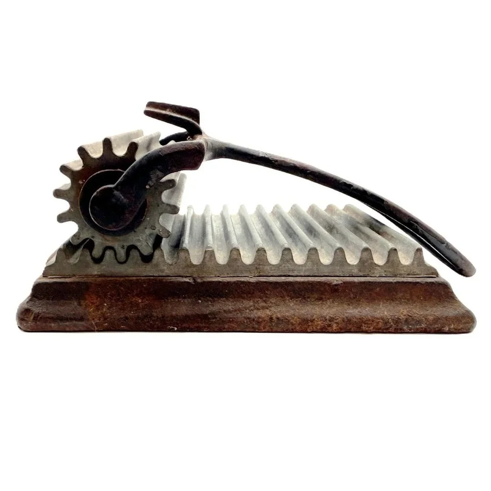 Antique Shepard (marked) Fluting Iron Roller with Lift Handle & Base c 1870-1900